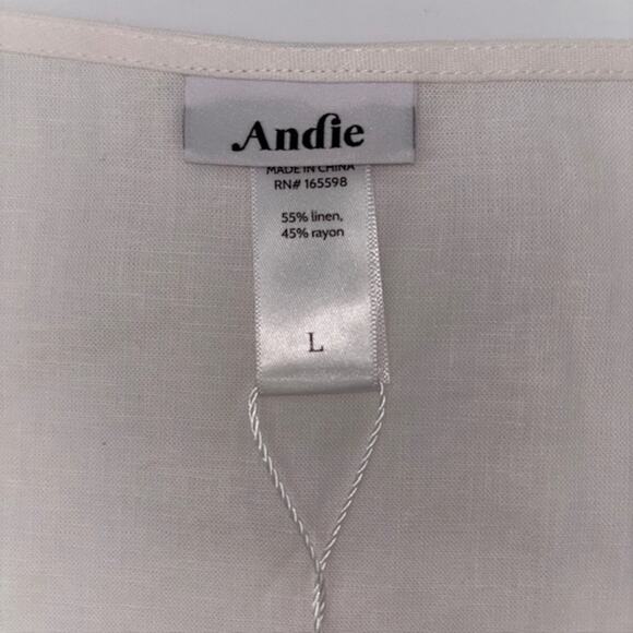 NWT Andie Swim Linen Blend Maxi Wrap Dress, Sz L, V Neck White Resort Vacation - Picture 8 of 9